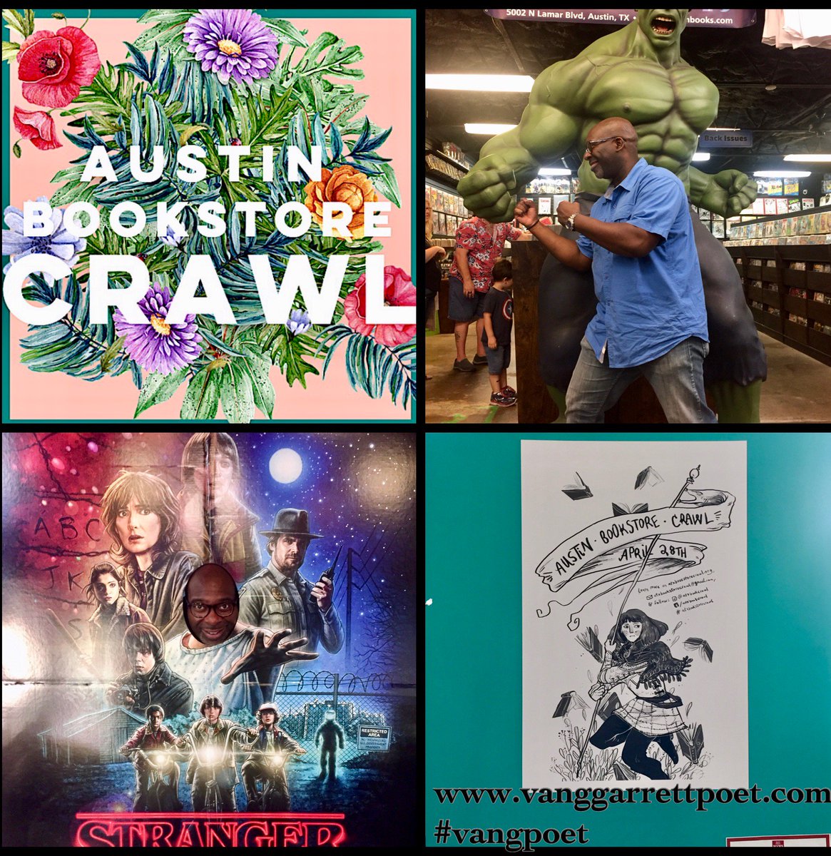 vanggarrett1's tweet photo. Austin Bookstore Crawl was a blast!
@AustinBooks @ATXBlackChamber #vangpoet #austinbookcrawl https://t.co/6iPGbo1wpn