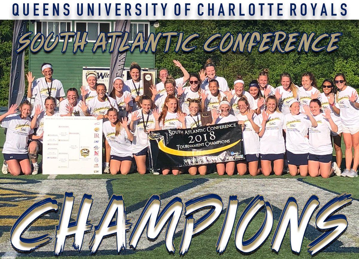 queenswlax's tweet photo. #5Peat!!! Queens is your SAC CHAMPS 🏆🏆🏆 Royals beat the top seed Bears 13-9! #GoRoyals 💙👑🦁 https://t.co/dCpd581ncm