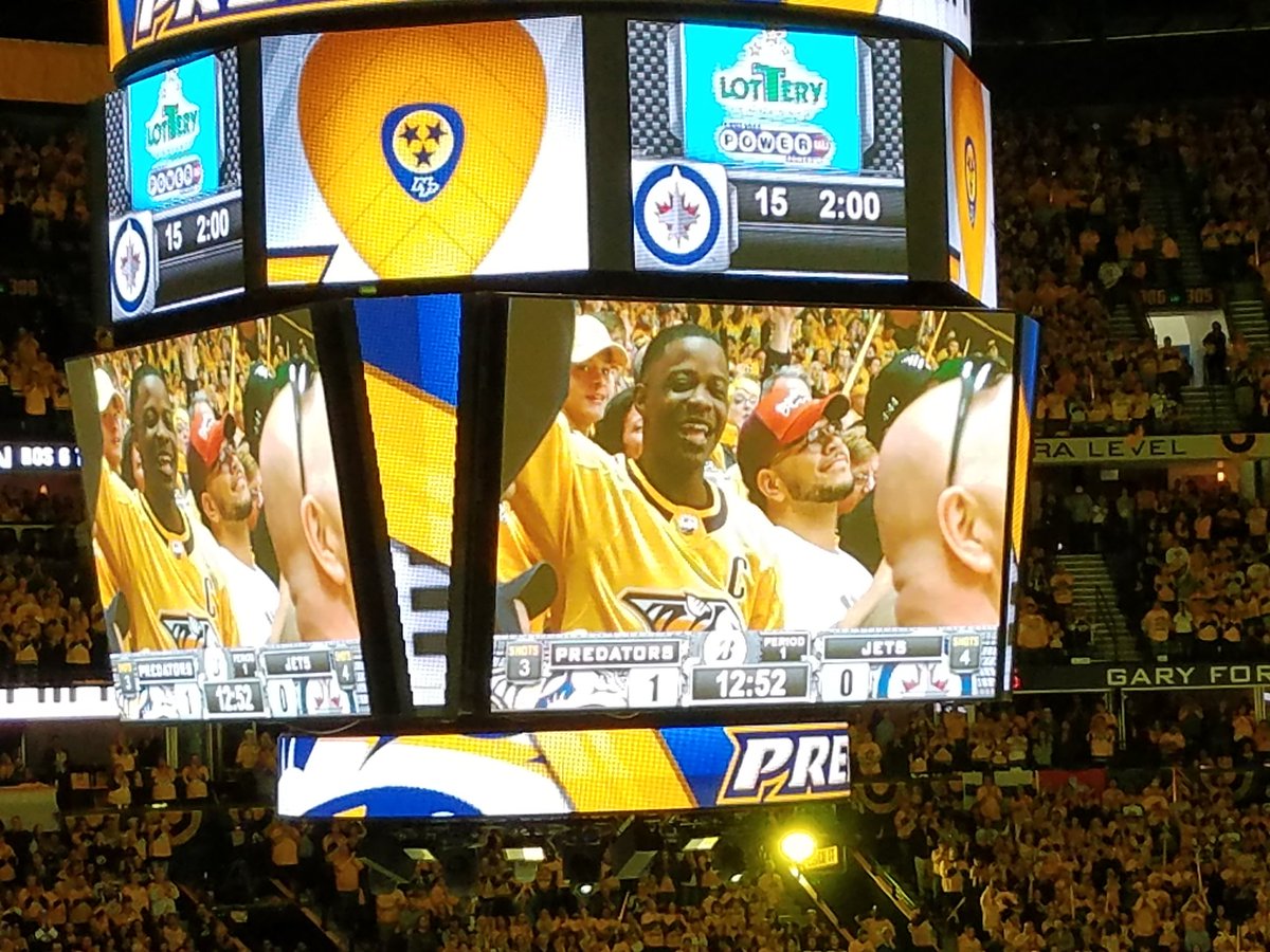 MNPDNashville's tweet photo. Thanks @PredsNHL for recognizing Nashville HERO James Shaw Jr. from the Waffle House shooting at tonight's playoff game.  Go Preds! https://t.co/S2M0ahzmj4