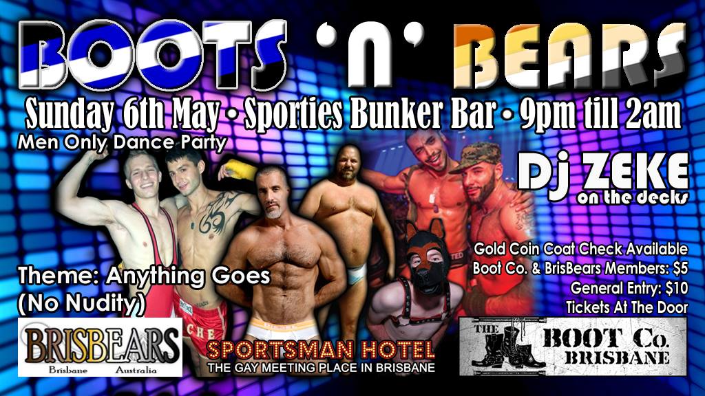 Brisbears1's tweet photo. Special Labour Day Weekend Party for Bootco and Bears. Sunday 6th May. https://t.co/mRb1aaS29O