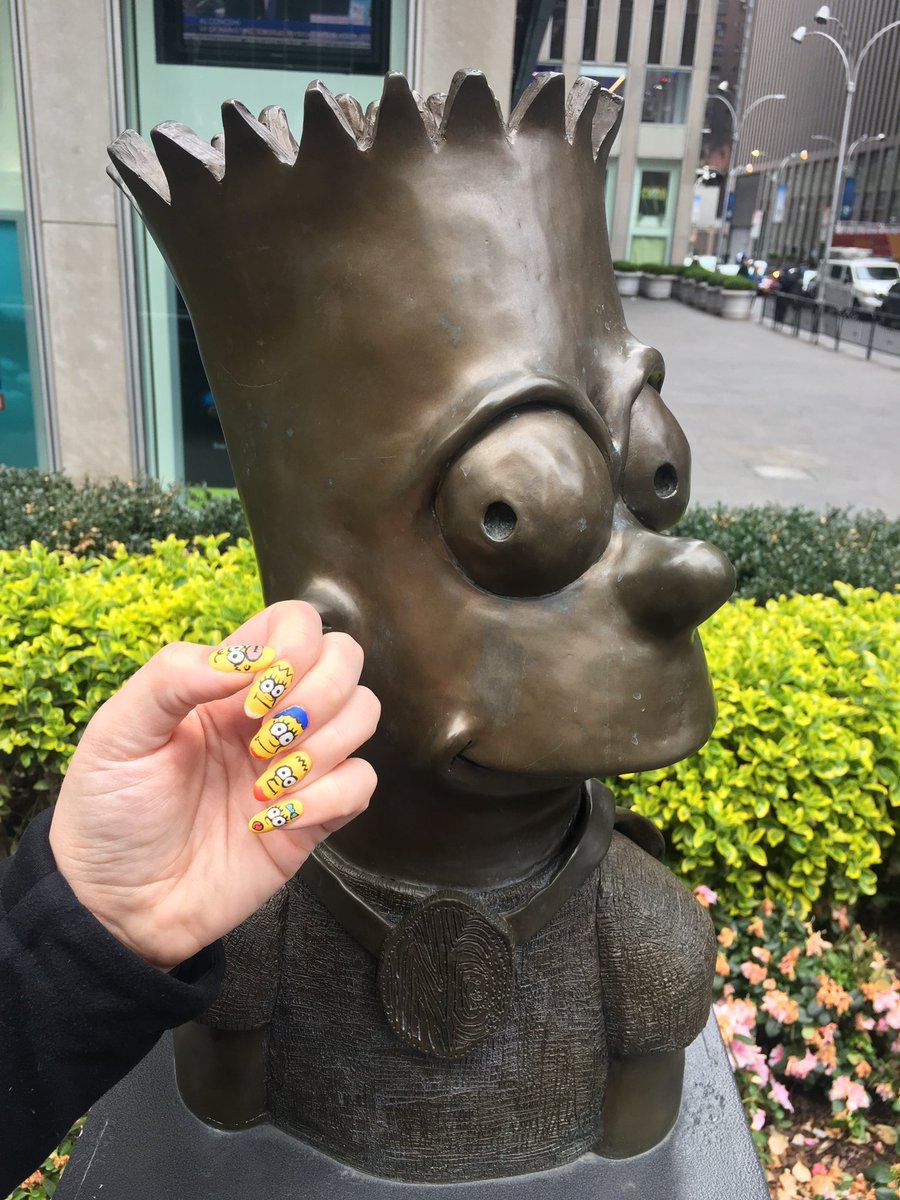 semiantomatic's tweet photo. In honor of tonight’s landmark Simpsons episode, my girlfriend’s nail art. @TheSimpsons @21CF #bartman https://t.co/WXKiRhvsbl