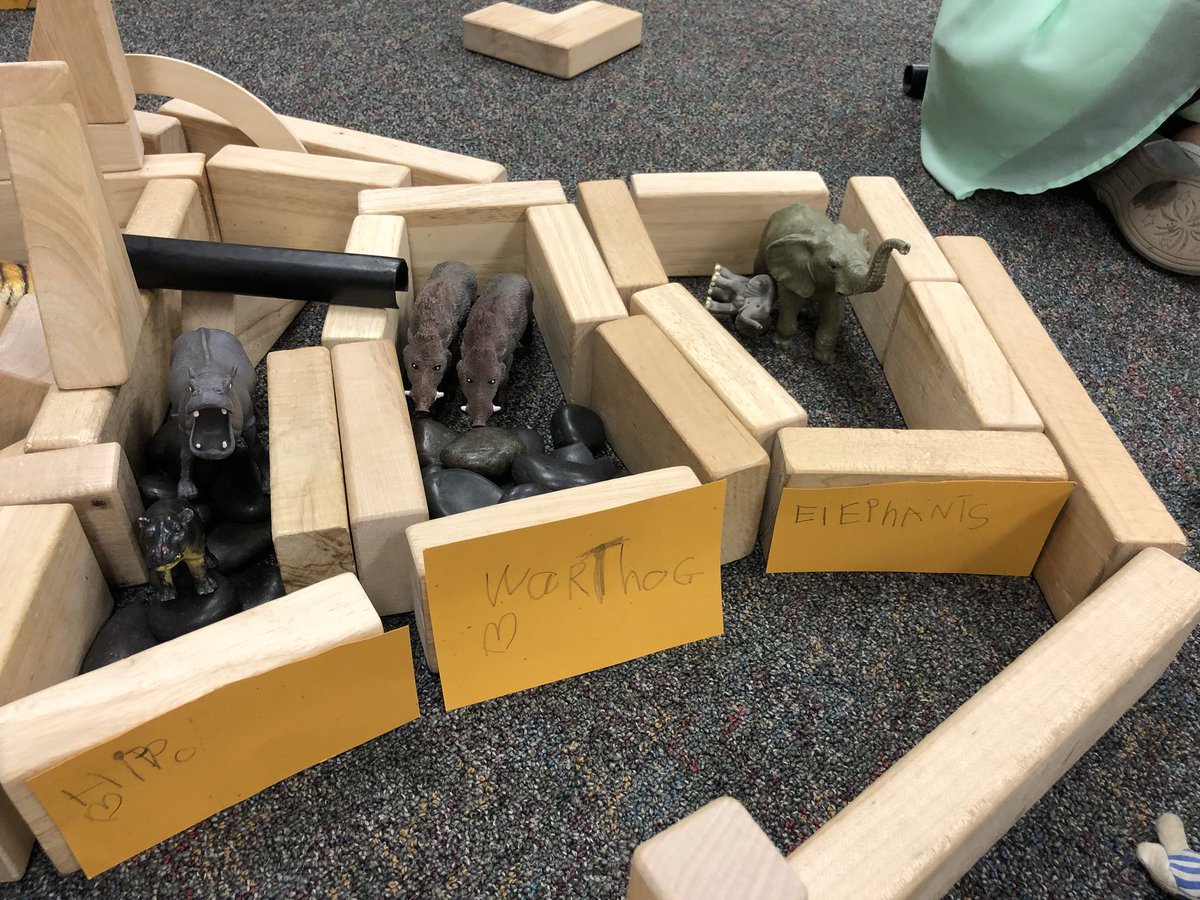 Michelle__Moles's tweet photo. Building a block structure and she thought she was done....
I said “tell me about your structure”.  She did and I said “do you want to make a sign?”.  She took it from there! 🐅🐘🦍🦓🐆  #myworkischildsplay https://t.co/Pp9d0KcuRP