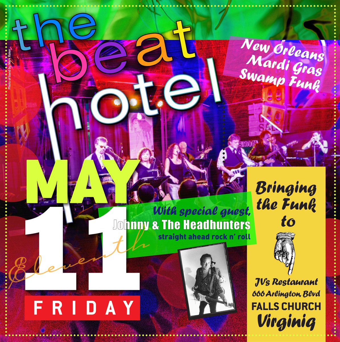 beat_hotel's tweet photo. May 11th! The Beat Hotel is bringing some swampy New Orleans #funk to @jvsrestaurant’s along with special guest Johnny and the Headhunters! So come out for a night of dinner and dancing at JV’s on Friday, May 11! #dclivemusic #dcfunk #swampfunk https://t.co/vowRsplgKU