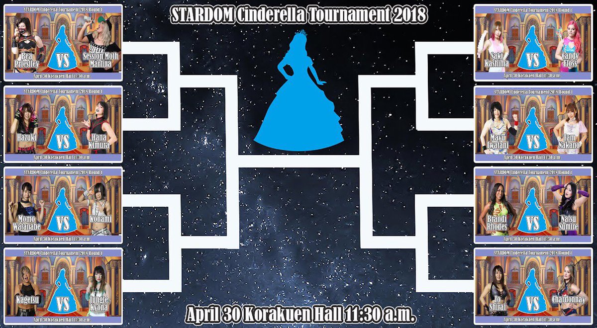 we_are_stardom's tweet photo. The Cinderella Tournament is upon and begins in just a couple hours at Korakuen Hall! Who wins the Cinderella dress and a title opportunity? https://t.co/QNkgYslgSS