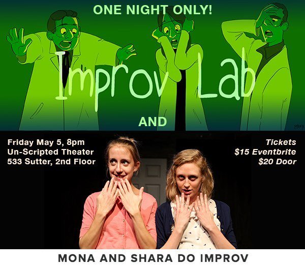 improvlabsf's tweet image. This Saturday, @ImprovLabSF Experiment 22 and @msdimprov! Tickets on Eventbrite!
.
.
.
#impro #improv #improvisation #theatre #SanFrancisco #comedy @undashscripted ift.tt/2vWhdnk