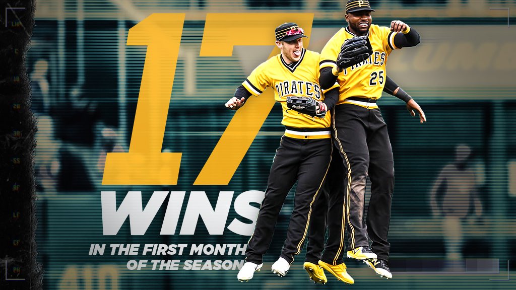 Pirates's tweet photo. Your Bucs are 17-11 after a sweep of the Cards.

This marks the first time in Pirates history that the team has won 17 games in the first month of the season! https://t.co/RzbQn6yaED