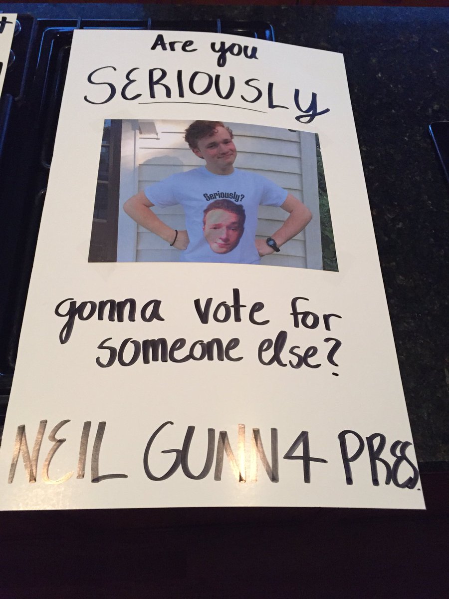 francesgunn's tweet photo. MY BROTHER IS RUNNING FOR STUDENT BODY PRESIDENT THIS WEEK. #neilforprez https://t.co/4E8Wmcza4P