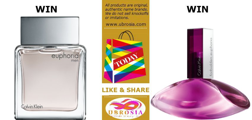 Ubrosia's tweet photo. Euphoria Giveaway

Like &amp; Share for your chance to win Euphoria by Calvin Klein and Forbidden Euphoria 

The winner will receive the two(2) fragrances. 
Giveaway ends Friday May 11 and the winner will be notified by Facebook and twitter on Saturday May 12 #win Good luck!! https://t.co/AzIIn1bQWM