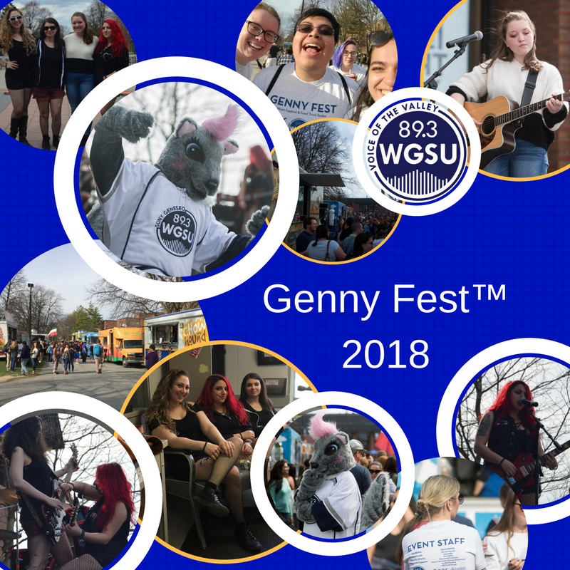 WGSU's tweet photo. A big thank you from Genny and all of us at WGSU, helped make Friday’s #GennyFest such a big success! Special thanks to @JknifeStiletto @allisonleah_ @cassunygeneseo @SUNY @Geneseo_UPD, all the foodtruck vendors, Mother Nature and all of you, WGSU listeners and fans! https://t.co/twijL3k1cE