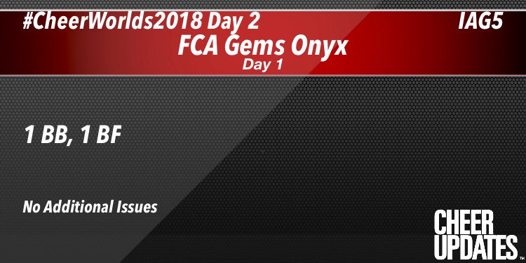 cheerUPDATES's tweet photo. FCA Gems Onyx IAG5:
1 BB, 1 BF

#CheerWorlds2018 Day 2 https://t.co/0SRktyeSQy
