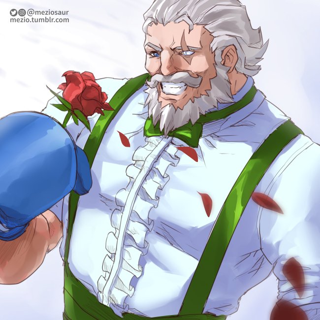 meziosaur's tweet photo. @PlayOverwatch  x @StreetFighter  crossover, Rein as Dudley and Ana as Rose #Fighterwatch https://t.co/VbHMX2HHdl