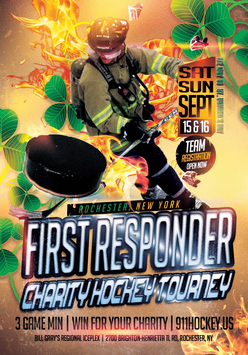 roc911hockey's tweet image. Tournament flyer. Now excepting registration from all police and fire hockey teams.