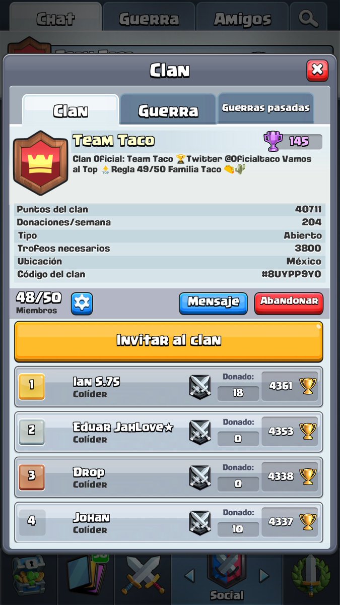📢📢ATENCIÓN📢📢

Team Taco Reclutamiento 🏆
▶️+3800 copas
▶️Ser activo
▶️Experiencia en Competitivo 🔝

✔️Interesados MD 📩