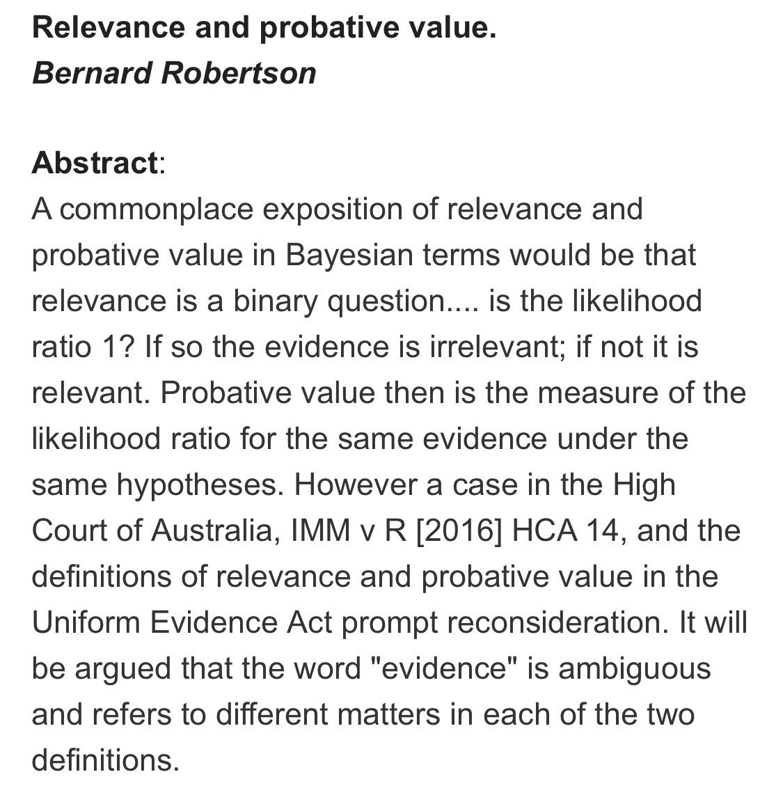 CFS_UTS's tweet image. Just a reminder of the MaPS school seminar on Relevance and #probativevalue which will be presented by Bernard Robertson at 9.30am - 10.30am, Wednesday May 2nd, 2018 in room CB04.03.320. 
All details are attached below! 

Hope to see you there! 
@UTS_Science