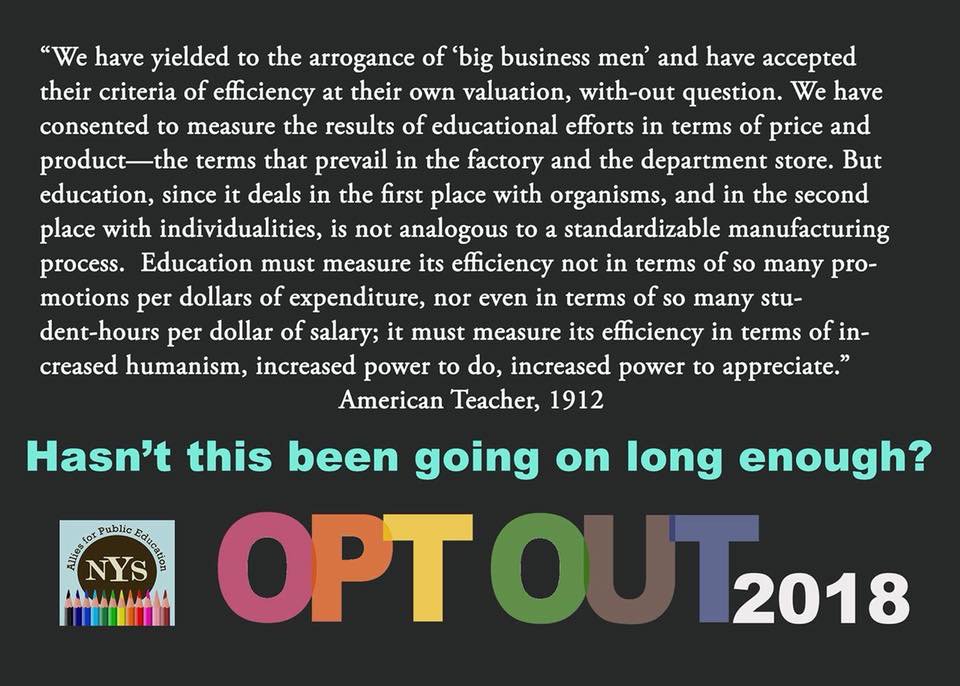 Get your letters in!  The 3-8 Math Tests start this week!  STCaucus calls on all NYSUT members to #OptOut2018 their own children from the 3-8 ELA and Math tests AND share this message with others stcaucus.org/news-updates/o…