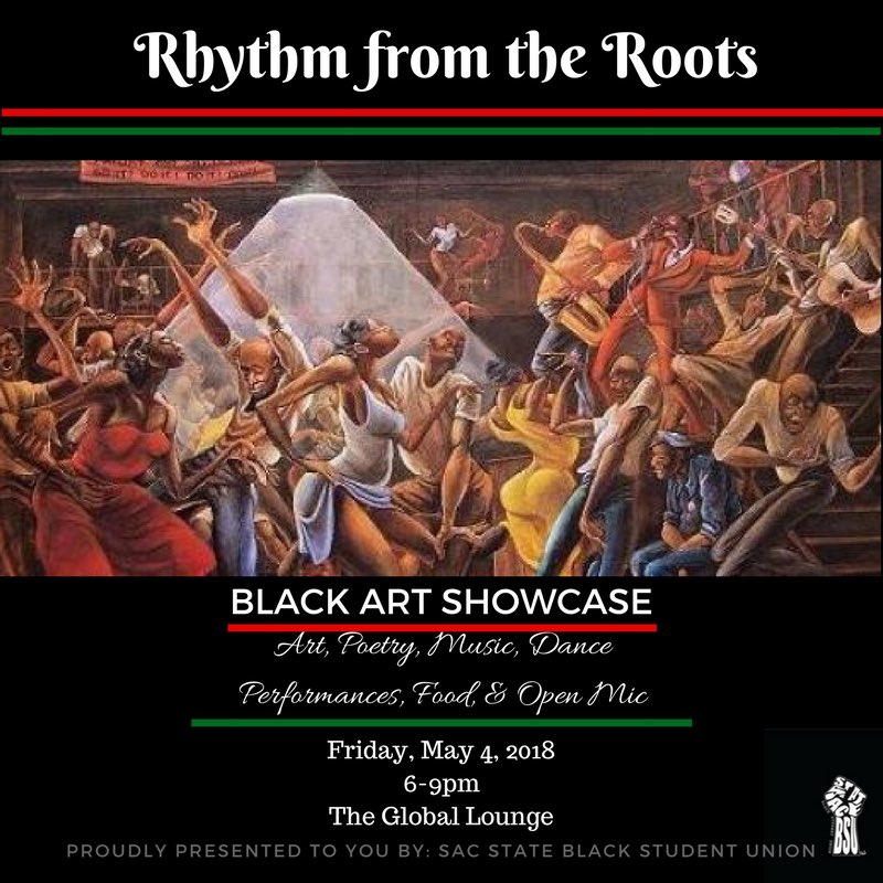 Bsucsus's tweet photo. BSU Presents...Rhythm from the Roots: A showcase of Black Art through music, dance, spoken word, fashion etc! The Mic will be open as well and food will be provided as well! This Friday May 4th at 6pm in the Global Lounge! https://t.co/xWHwtyzXXy
