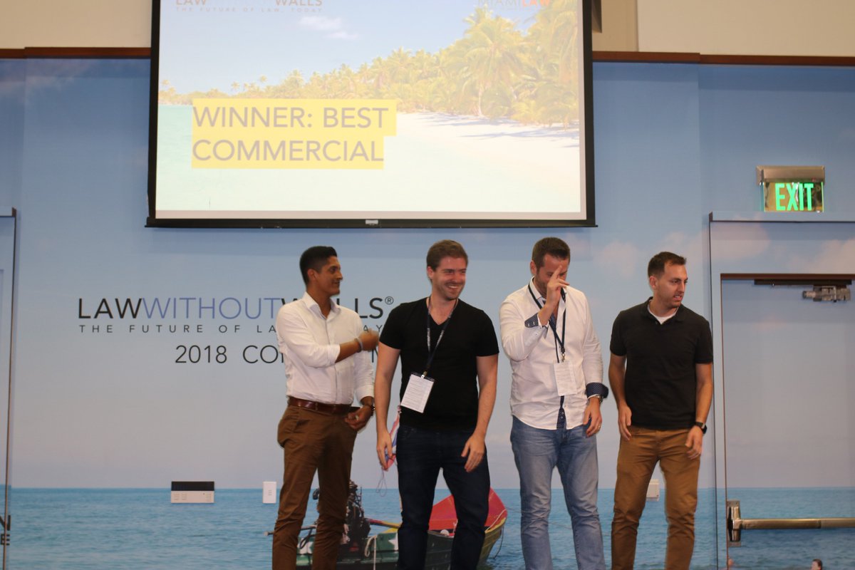 LawWithoutWalls's tweet photo. Well done to winners of best commercial, @OfficialWALBot! @HSBC #LWOW2018 🎉 https://t.co/aIj64YzHiS