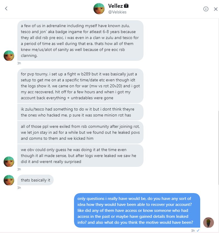 Rot_Leaks's tweet image. Excerpts 39 &amp;amp; 40: RoT implicate themselves in and laugh at the hacking of Adrenaline leader Vellez mere days before Adrenaline+Moonwalkers were to be the strongest competition vs. them in the PvP Championship

"Spooky"

From: #1 - RoT private member IRC - Part 1/4, Line 77119