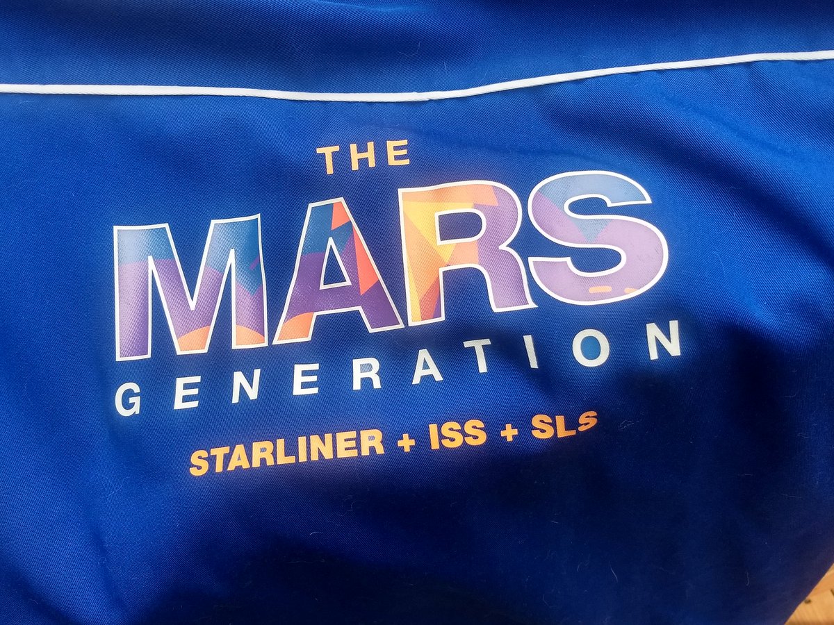 Jerry_Drelling's tweet photo. The #Mars generation. Fair to say Boeing featured the coolest bowling shirt at #spacesymposium #34SS #boeing #journeytomars #ISS #Starliner And in Boeing blue! https://t.co/yR7kxPUXWK