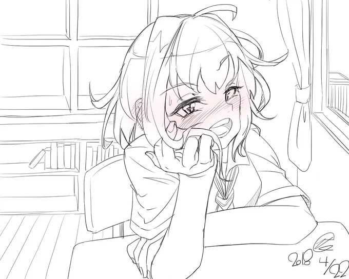 「嵐クン・・・さっきの授業中、ボクの背中に何て書いたの??」 
 #艦これ版深夜の真剣お絵描き60分一本勝負 
#艦これ版真剣お絵描き60分一本勝負_20180422 