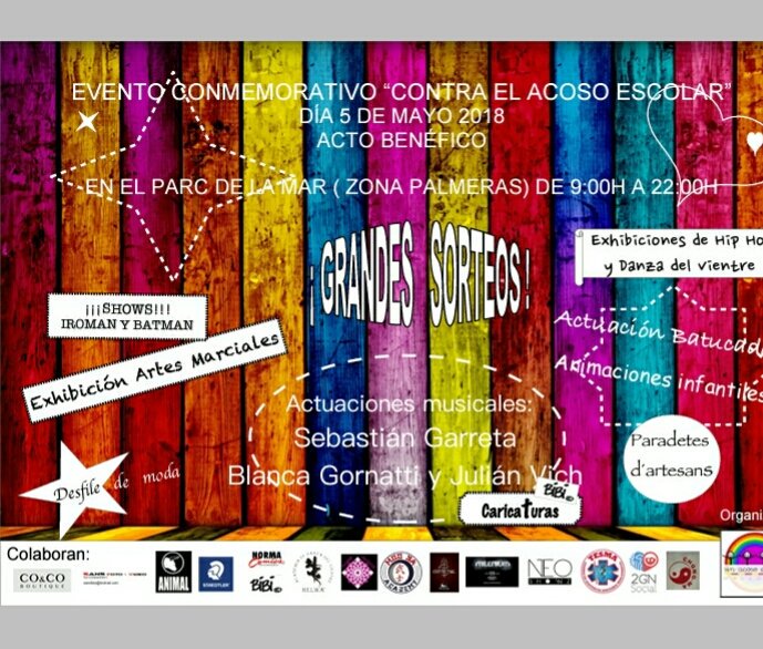 AcosoSin's tweet photo. Evento conmemoración día internacional contra el acoso escolar.....5 de mayo... parc de la mar... https://t.co/LDJVLJk88G