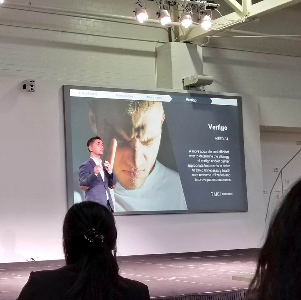 gracerodriguez's tweet photo. Farzad of @TMCInnovation presenting the need for a better decision support and diagnostic tool for vertigo -- my team's #TMChack challenge. https://t.co/z3A9FCC5bc
