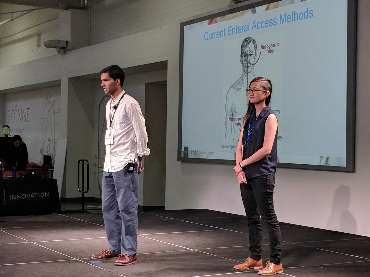 TMCInnovation's tweet photo. Team Brella is up first with its solution for feeding tube complications. #TMCHack https://t.co/wYK8kTOn4c