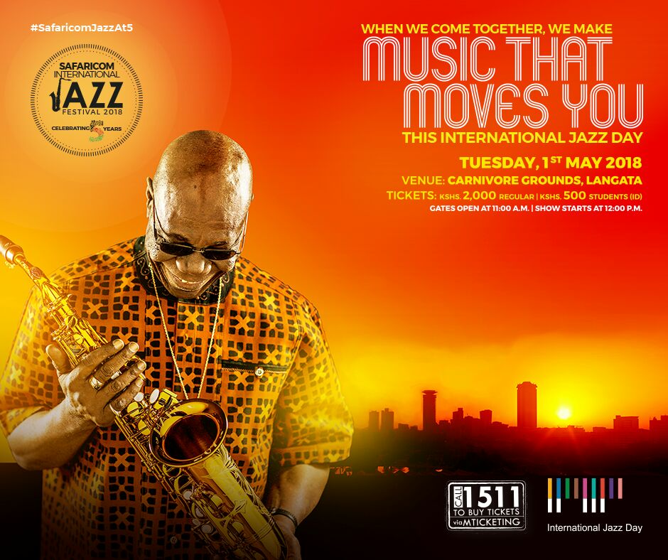 CapitalJazzClub's tweet photo. @CarnivoreKe @ManuDibango @jacobasiyo @Kavutha @ParseenMusic @AfroSyncBand @JamesGogosimo @NairobiHorns @ShamsiMusicKE @EddieGreyKenya @ChrisBittok All proceedsill go towards supporting @GhettoClassicsK

Entry Kshs. 2,000 for adults and Kshs. 500 for students.

Tickets available at select @SafaricomPLC shops, Michael Joseph Centre and via m-Ticketing by dialing 1511.

#SafaricomJazzAt5 https://t.co/QHHAfSCjfX
