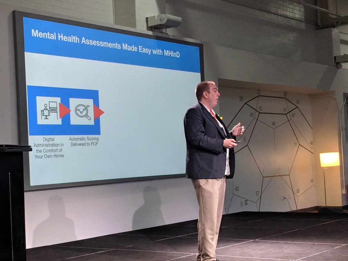 TMCInnovation's tweet photo. Next up is MHInD, a digital platform for mental health assessment. #TMCHack https://t.co/FbYyjsY0SZ