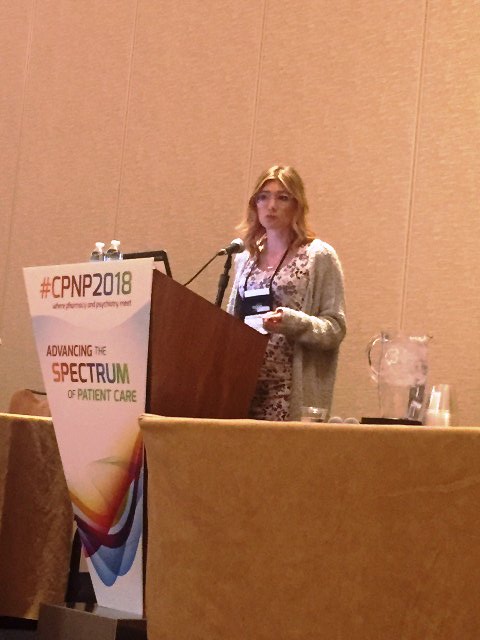 BPSweb's tweet photo. "Advancing the Spectrum of Patient Care" - Amber R. Douglass, PharmD, BCPS, BCPP - Resident and New Practitioner Committee Chair of the College of Psychiatric &amp; Neurologic Pharmacists (CPNP) speaking at CPNP’s 21st Annual Meeting!   

#CPNP2018 #BPS #BCPP https://t.co/akdcFGOGVb