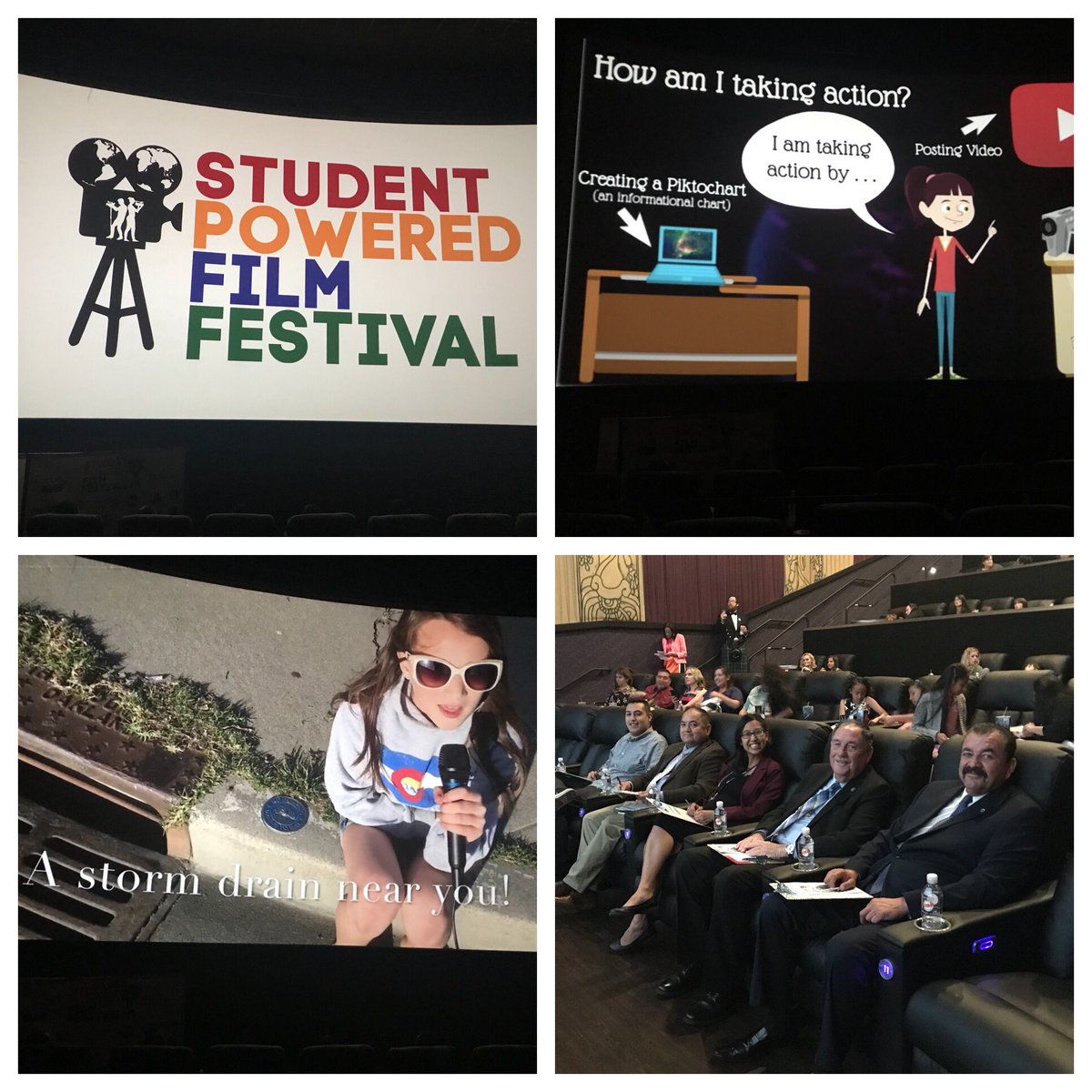 p12innovation's tweet photo. Enjoying the creative digital projects coming from our local elementary students at the @mbcue Student Film Festival! Awesome judging panel with @denisebgreen! #MBCUE #EarthDay https://t.co/30Ve6OMeoT