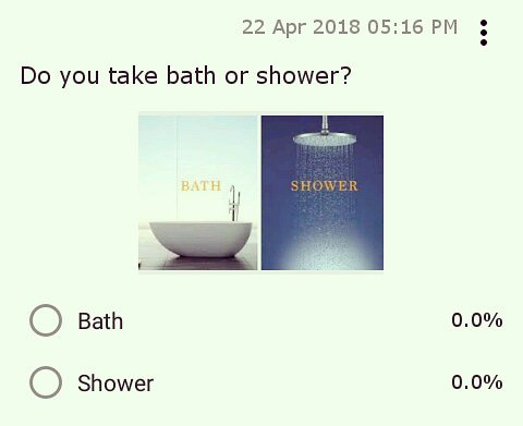 pollview's tweet photo. Do you take bath or shower?
1) Bath
2) Shower
#polls #poll #pollview #pollviewapp #bathspapride #bath #Showerthoughts #showers #showerschmovies #bathtime https://t.co/5aqoZoYL1a