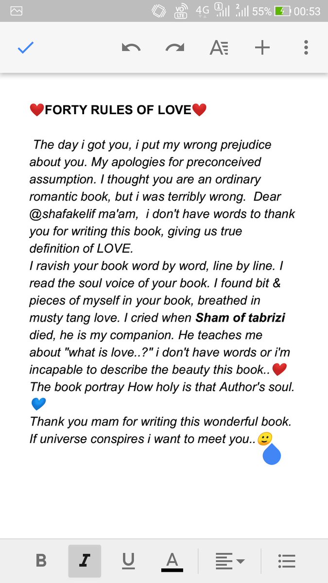 tssnarain's tweet photo. #elifsafak #fortyrulesoflove #shamoftabriz #rumi #sufi #love #book #thankyou_mam
@Elif_Safak 
@paulocoelho https://t.co/nRrYNUUArI
