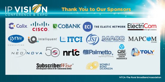 NTCAconnect's tweet photo. A special thank you to our Thank you to sponsor and we hope you see you next year. #IPVision18 https://t.co/j4P72PYEjg https://t.co/IAS3zbFitK