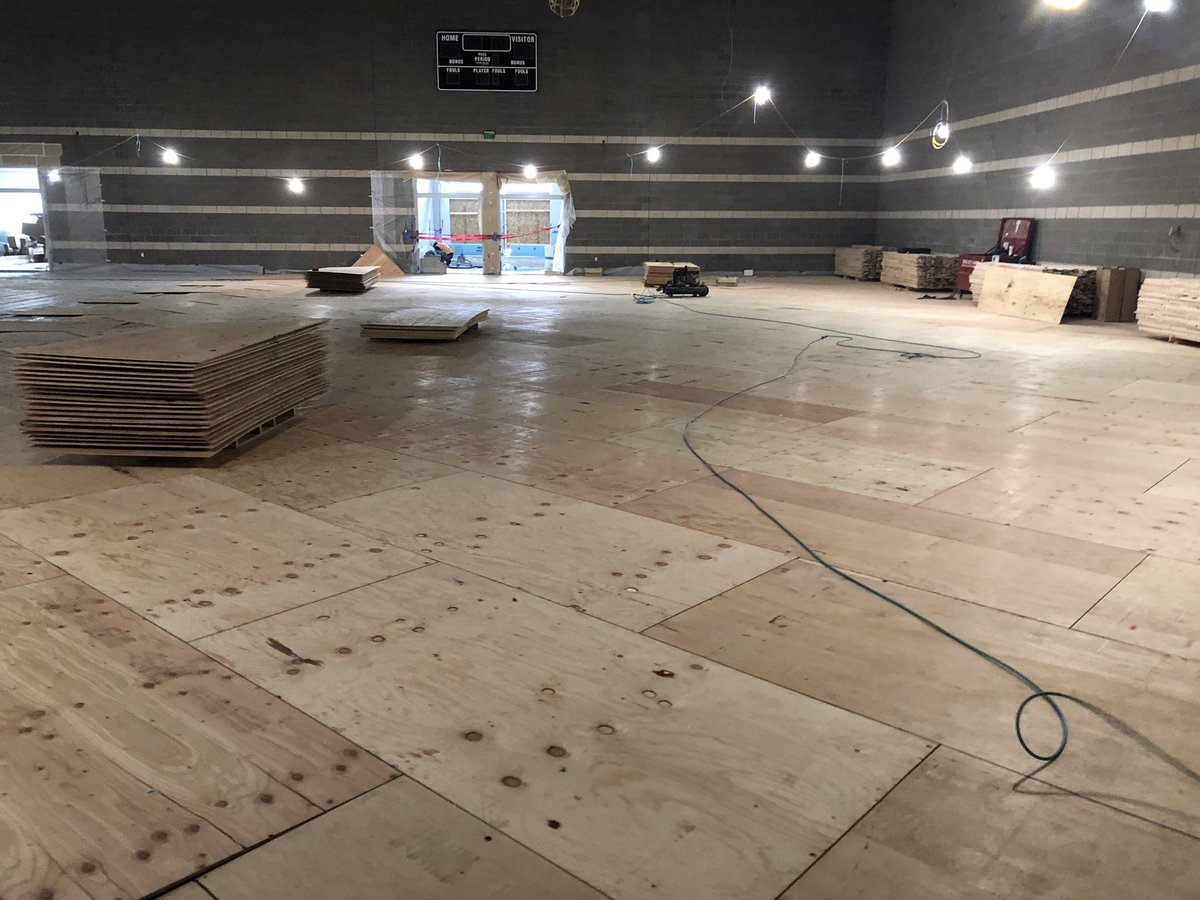 Gym floor in the new building is going in this week.