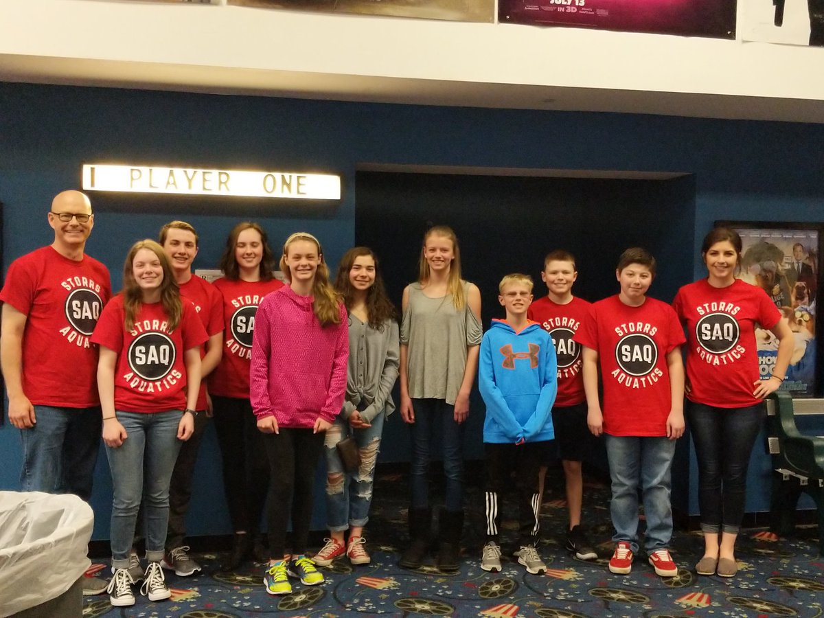 StorrsAquatics's tweet photo. Great time with SAQ families at a special showing of Ready Player One at the Mansfield Movieplex. #SAQFun #SAQSocial #twothumbsup https://t.co/ghrNYrxqN1