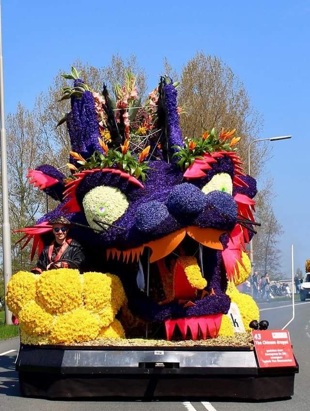Corsogroep De Zilk terechte winnaar van <a href="/HETbloemencorso/">Bloemencorso Bollenstreek</a> 2018 #narcissen #hyacinten #draak