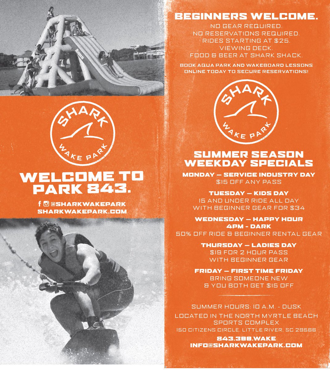 MBMutiny's tweet photo. North Myrtle Beach Park & Sports Complex has one of the BEST Wakeboard facilities in the Carolinas!
Visit @sharkwakepark whether you're a beginner or a pro to experience the excitement of wakeboarding. Check out the Summer Specials!
#CoastFASummerClassic #MBMutiny #SharkWakePark https://t.co/7eXMMC05A8