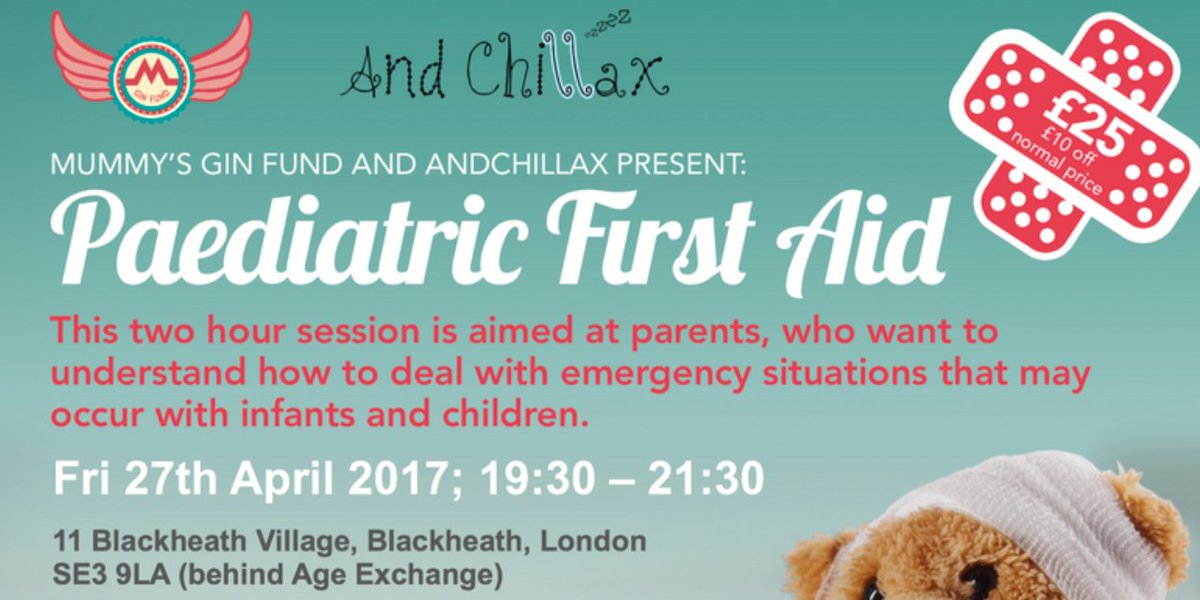 Learn to handle emergency situations with your child (CPR, choking, febrile convulsions &amp; more) in this #firstaid workshop. 
Special price: £25, usually £35
With #BSL interpreter
#deaf #deafparents #hmfd 
27 April, 19:30-21:30, #Blackheath <a href="/AndChillax/">And Chillax</a> 

bit.ly/2qEGyx6