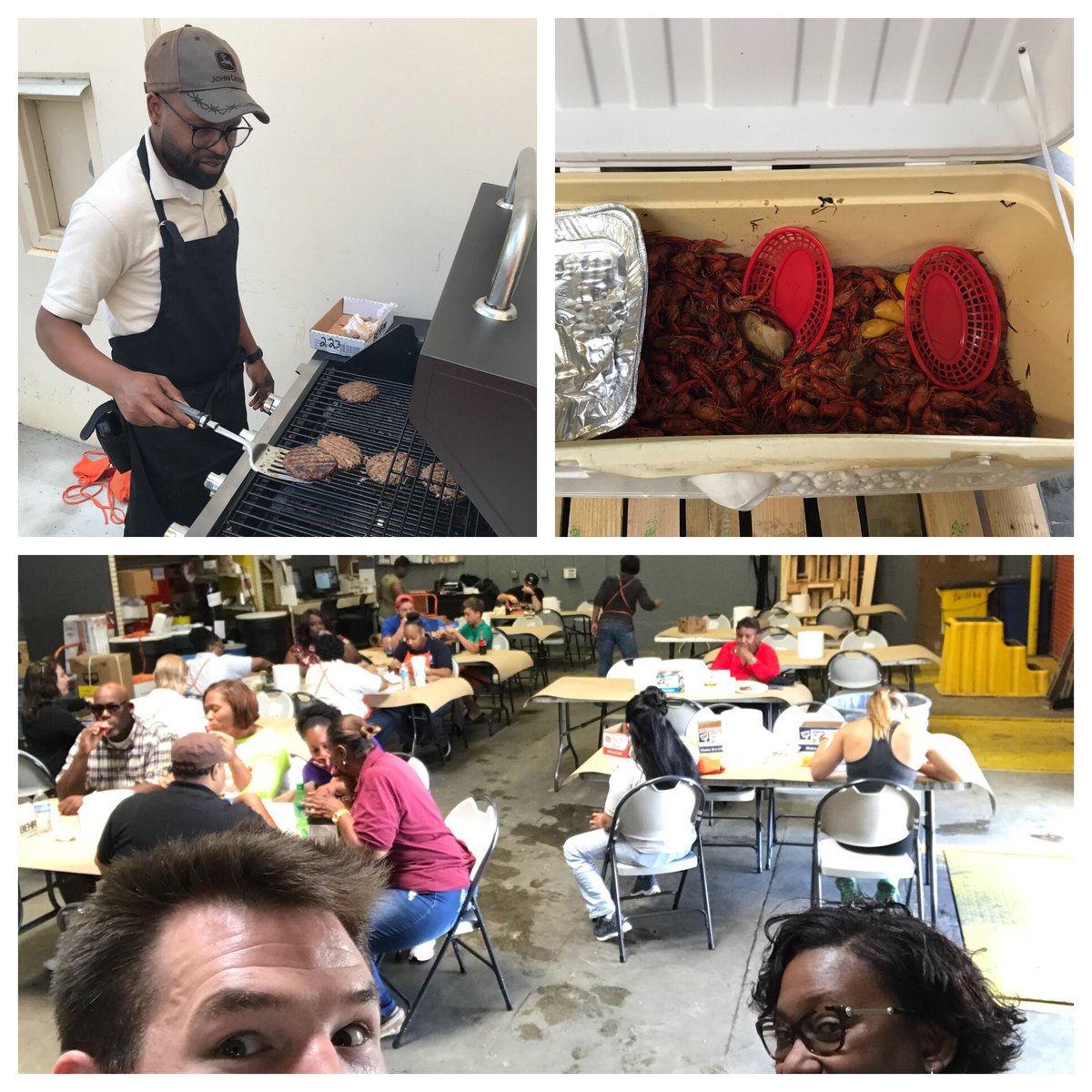 Rainy weather can’t stop Store #0378 from the annual crawfish boil. Welcome to Café Receiving #crawfish #sundayfunday #bringpeopletogether