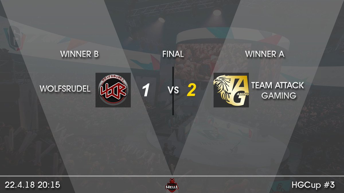 HelllGaming's tweet photo. GG WP @WolfsrudelWR &amp; @TAG_Multigaming.
Gratulation an @TeamAttackGaming zum Sieg des dritten HeLLL Gaming Cups! https://t.co/VlxGjjEQfA