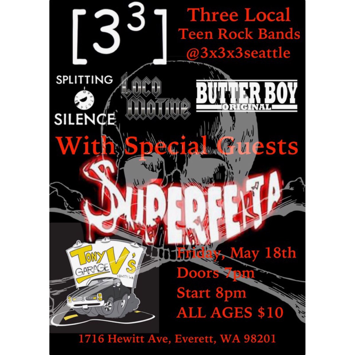 In 26 days we will all be at <a href="/tonyvs/">Antonio</a> sharing the stage with none other than the Seattle rock monster known as <a href="/SuPeRFeKtA/">SuPeRFeKTA</a> who’s playing at <a href="/999KISW/">The Rock of Seattle</a>’s #paininthegrass2018 this summer!!! 💥 #cometoourshow #RAWK #pain2018 🤯