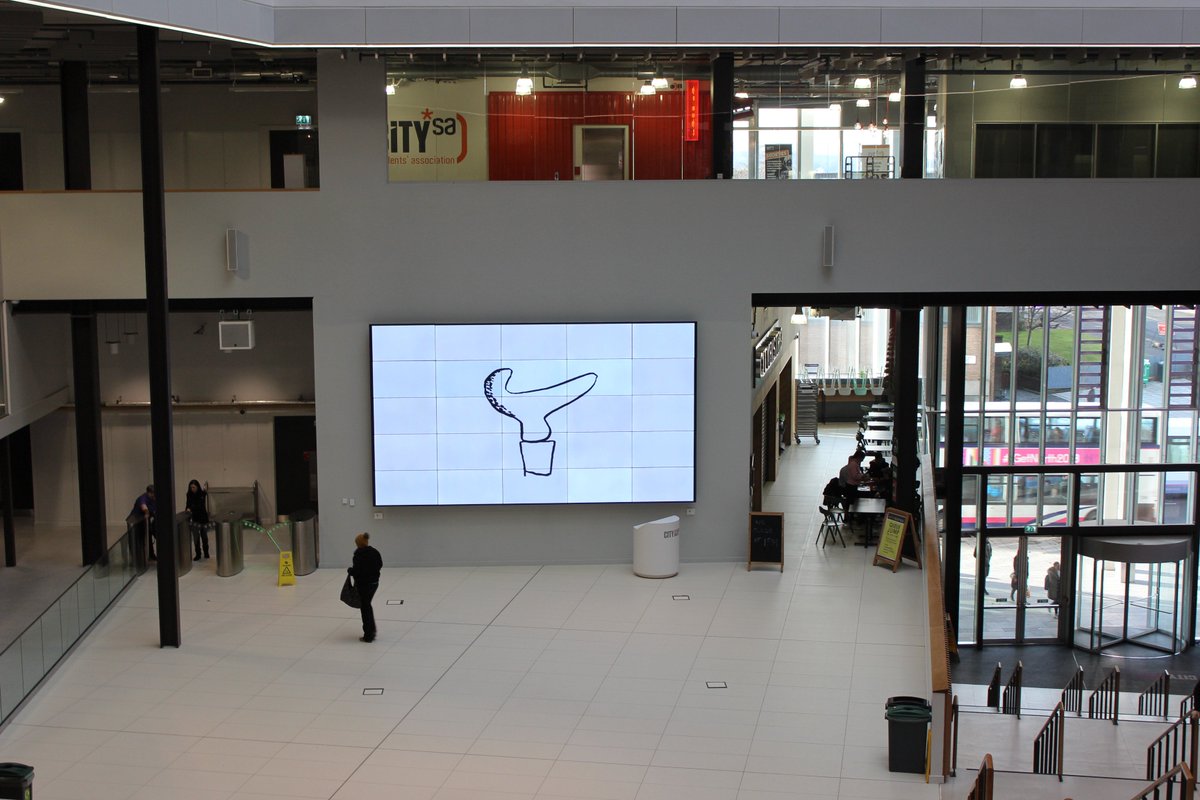 AllyWallace1's tweet photo. Preview 5-8pm Mon April 23, Main Atrium Level 1, City of Glasgow College, 190 Cathedral Street, G4 0RF.  Animated films on big screen + drawings in vitrines.  Show continues until May 7.  Mon-Thurs 9am - 9pm;  Fri 9am-5pm;  Sat 10am-12.30pm; Closed Sunday. https://t.co/lsFBDyuADk