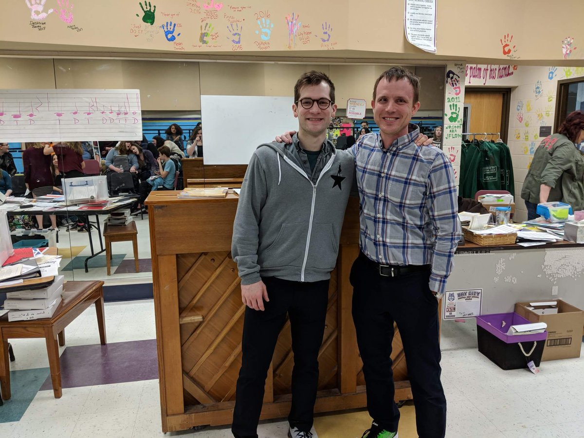 stephencbigelow's tweet photo. @BayCitySchools @BayCityCentral Alumni Ryan VanDenBoom &amp; Dr. Matthew Travis discussed their many successes with the choir class at BCC, from Broadway to Midland. Thank you! #BCPS https://t.co/TuCsr1A6ix