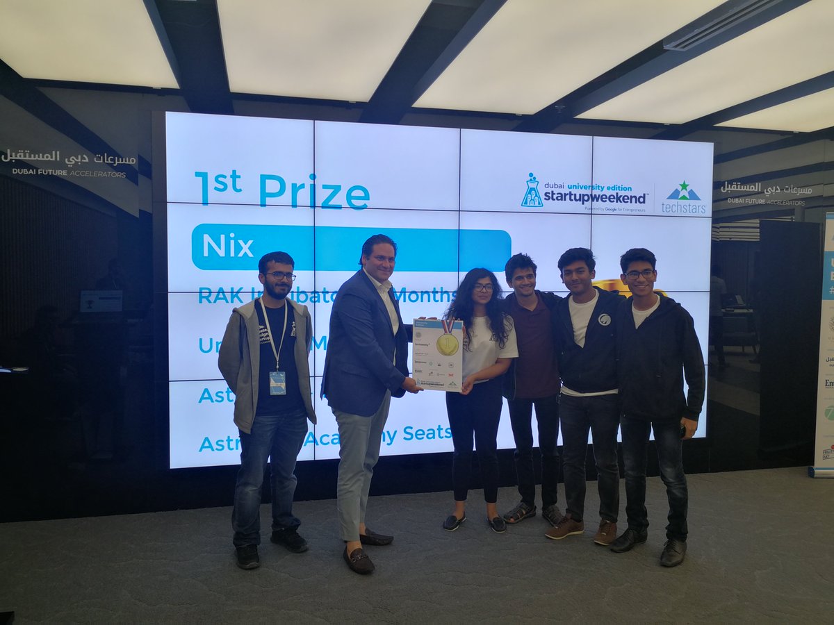 techtownrak's tweet photo. Great Ending for SWDXB University Edition. Winners with #Social Responsibility, #Logistics, and EI Startups made a great contribution.
Thanks to organizers &amp; judges being with us Shahram Hashimi @asadder @joyajlouny Jihad Tayara #startup #business #entrepreneur #tech https://t.co/2crIshV4Zw