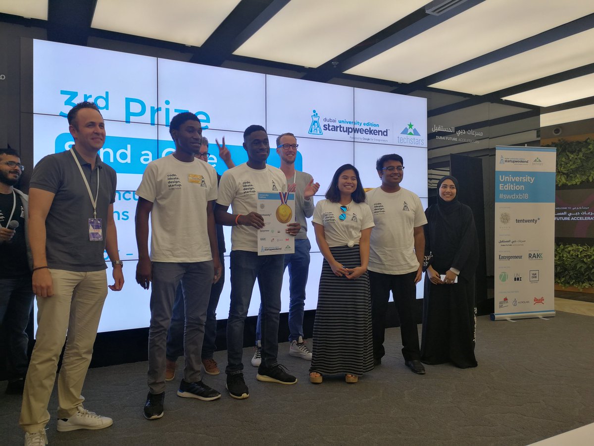 techtownrak's tweet photo. Great Ending for SWDXB University Edition. Winners with #Social Responsibility, #Logistics, and EI Startups made a great contribution.
Thanks to organizers &amp; judges being with us Shahram Hashimi @asadder @joyajlouny Jihad Tayara #startup #business #entrepreneur #tech https://t.co/2crIshV4Zw