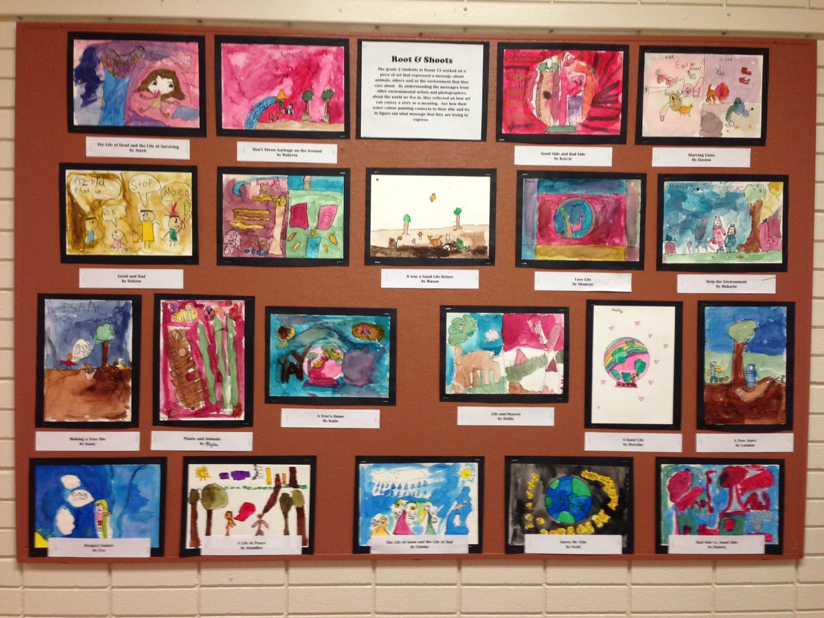 ColleenTien's tweet photo. Our Roots &amp; Shoots project is well underway as we send out a message through our own art work about the #environment #animals #community in which we are most passionate about. No better day to share this post then #EarthDay18 @czubrack @JaneGoodallCAN @LordSelkirkWSD @WinnipegSD https://t.co/R2wDvWhl77