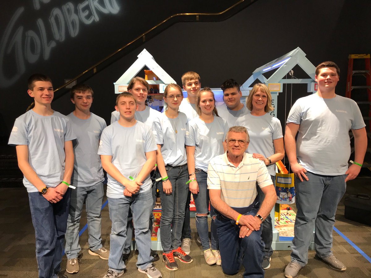 GenesisP2S's tweet photo. And we are THRILLED to announce that the Ripley County Engineering Academy finished in SECOND PLACE at the National Rube Goldberg Machine Contest! @RCEA001 #RGMC2018 Announced at 11:22 in https://t.co/WT3CEj7zUL https://t.co/4w5eNu8XU9