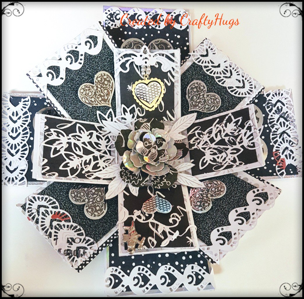 Craftyshaz1's tweet image. Exploding box.  Tutorial link over on my blog with more photos: craftyhugs.blogspot.co.uk/2018/04/black-…
Worked most of weekend on this lol
#handmade #explodingbox #Hunkydory #tatteredlace #worldcraftweek #spellbinders #ultimatecrafts #box #hearts
@WorldCraftWeek 
@HunkydoryCrafts