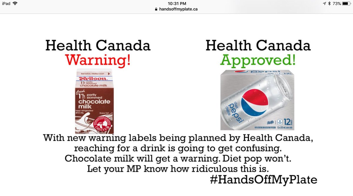 SFalkena's tweet photo. If you Google #HandsOffMyPlate today you won’t understand what you see

The government want to warn us for chocolate milk...
But coke seems to be ok!!!

This needs to be stopped! 

#HandsOffMyPlate https://t.co/qgcoCJpWqO